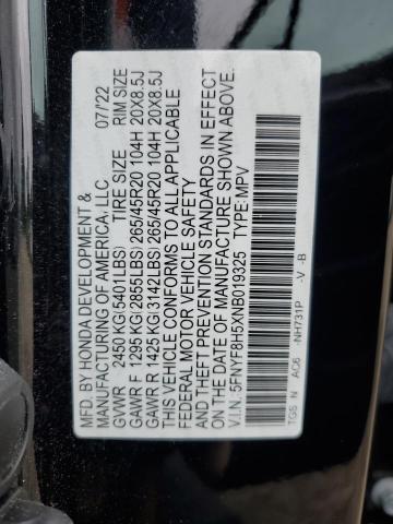 5FNYF8H5XNB019325 - 2022 HONDA PASSPORT EXL BLACK photo 13