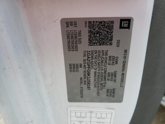 1GAZGPFG6K1258187 - 2019 CHEVROLET EXPRESS G3 LT WHITE photo 13