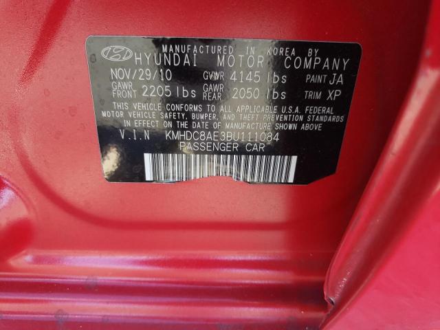 KMHDC8AE3BU111084 - 2011 HYUNDAI ELANTRA TO GLS RED photo 12