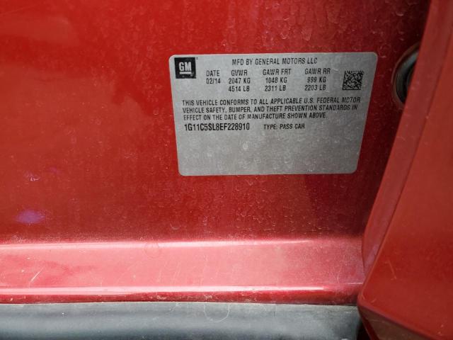 1G11C5SL8EF228910 - 2014 CHEVROLET MALIBU 1LT Қызыл фото 13
