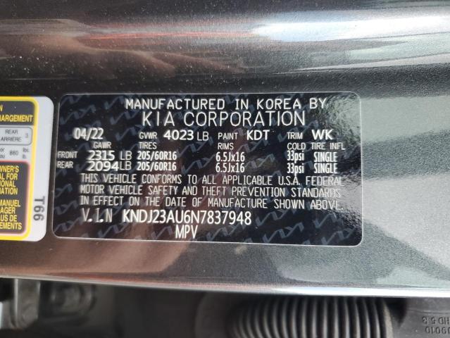 KNDJ23AU6N7837948 - 2022 KIA SOUL LX GRAY photo 12