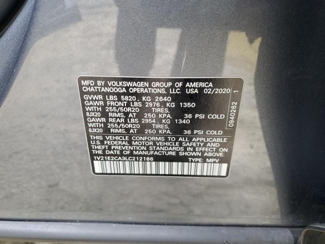 1V21E2CA3LC212186 - 2020 VOLKSWAGEN ATLAS CROS SE Gris photo 14