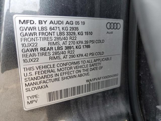 WA1FVAF1XKD042652 - 2019 AUDI Q8 PRESTIGE S-LINE GRAY photo 13