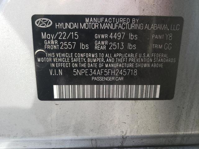 5NPE34AF5FH245718 - 2015 HYUNDAI SONATA SPORT SILVER photo 12