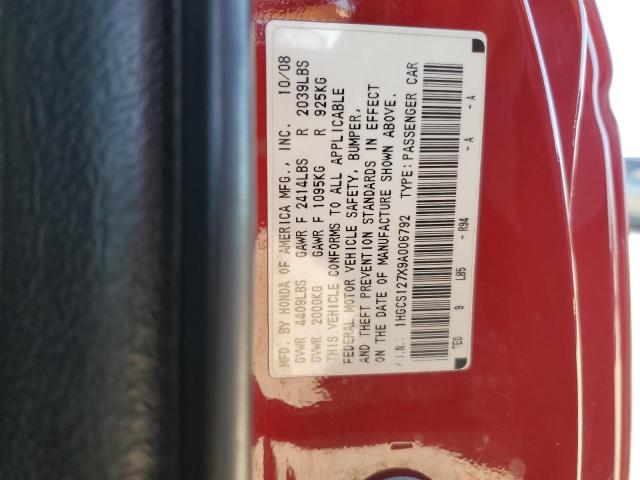 1HGCS127X9A006792 - 2009 HONDA ACCORD EX RED photo 12