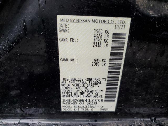 1N4BL4DV5MN413558 - 2021 NISSAN ALTIMA SV BLACK photo 12