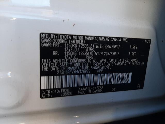 2T3H1RFVXMW176823 - 2021 TOYOTA RAV4 LE WHITE photo 13