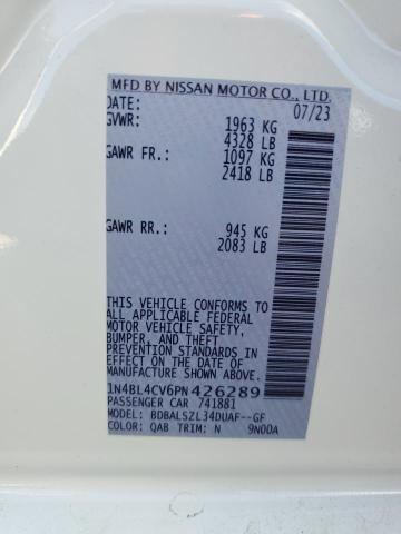 1N4BL4CV6PN426289 - 2023 NISSAN ALTIMA SR WHITE photo 12