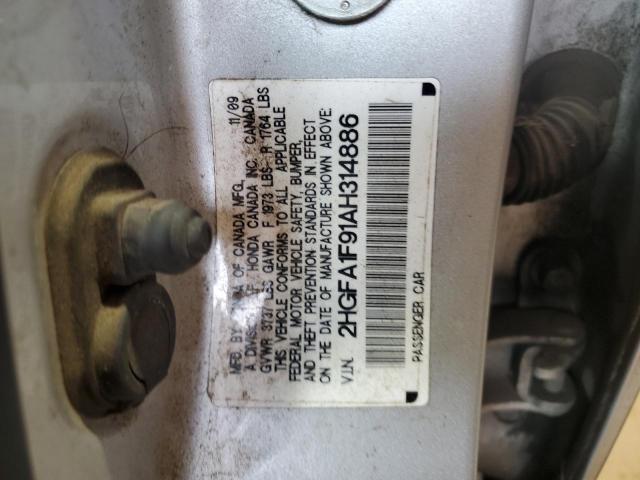 2HGFA1F91AH314886 - 2010 HONDA CIVIC EXL ვერცხლისფერი ფოტო 13