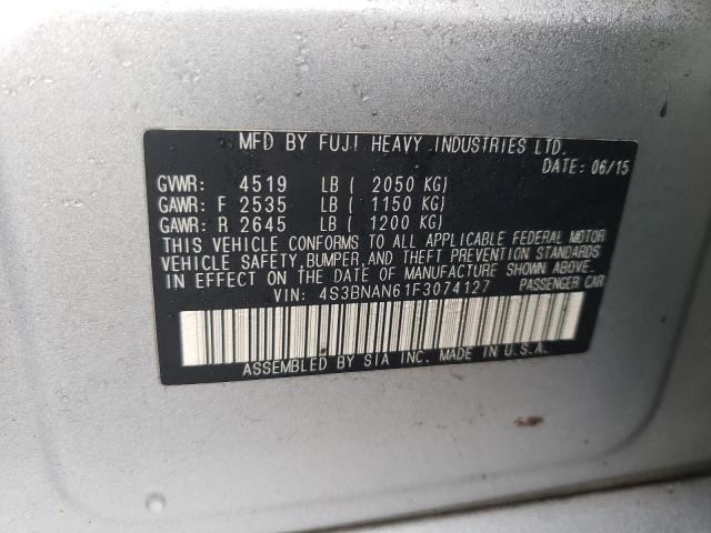 4S3BNAN61F3074127 - 2015 SUBARU LEGACY 2.5I LIMITED SILVER photo 12