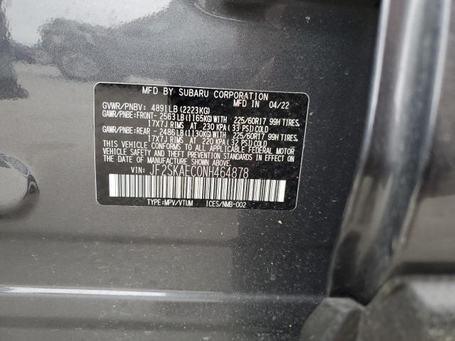 JF2SKAEC0NH464878 - 2022 SUBARU FORESTER PREMIUM GRAY photo 13