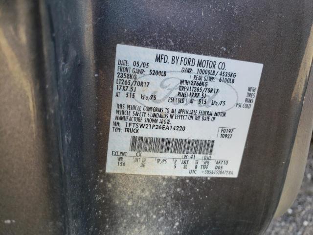 1FTSW21P26EA14220 - 2006 FORD F250 SUPER DUTY GRAY photo 12