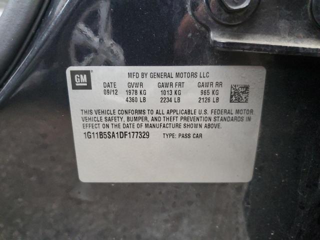 1G11B5SA1DF177329 - 2013 CHEVROLET MALIBU LS შავი ფოტო 12