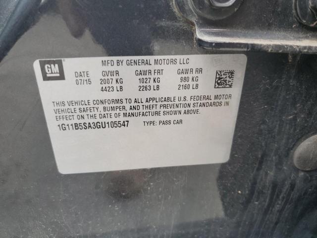 1G11B5SA3GU105547 - 2016 CHEVROLET MALIBU LIM LS BLACK photo 12