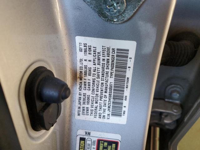 JHMZE2H59BS005871 - 2011 HONDA INSIGHT LX SILVER photo 12