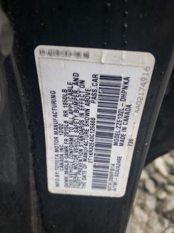 2T1KR32E43C125666 - 2003 TOYOTA COROLLA MA XR BLACK photo 12