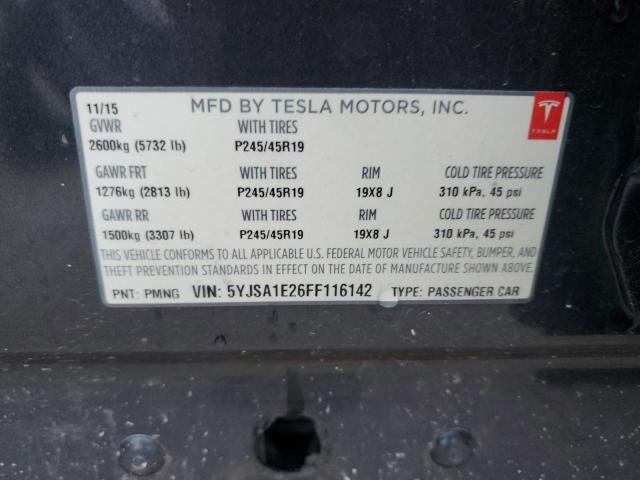 5YJSA1E26FF116142 - 2015 TESLA MODEL S Սև լուսանկար 13
