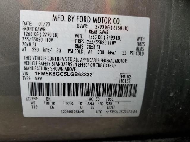 1FM5K8GC5LGB63832 - 2020 FORD EXPLORER ST GREEN photo 13