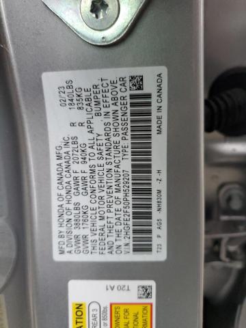 2HGFE2F50PH529207 - 2023 HONDA CIVIC SPORT ვერცხლისფერი ფოტო 13