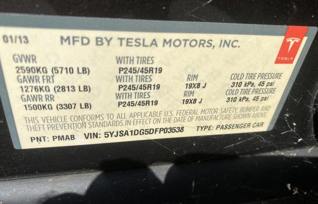 5YJSA1DG5DFP03538 - 2013 TESLA MODEL S ყავისფერი ფოტო 10