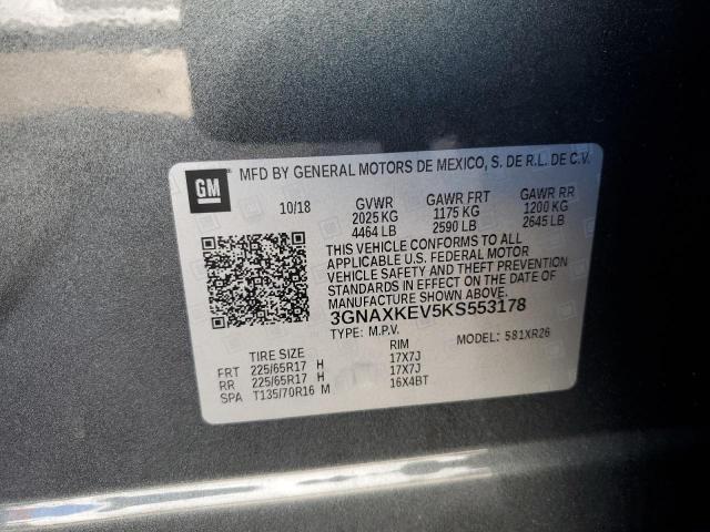 3GNAXKEV5KS553178 - 2019 CHEVROLET EQUINOX LT GRAY photo 13