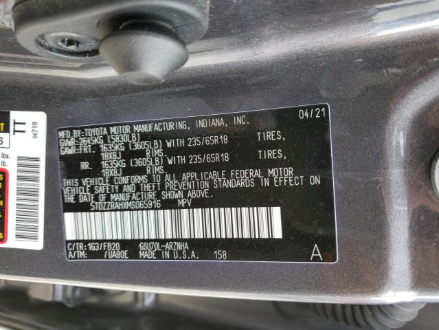 5TDZZRAHXMS065916 - 2021 TOYOTA HIGHLANDER L GRAY photo 13