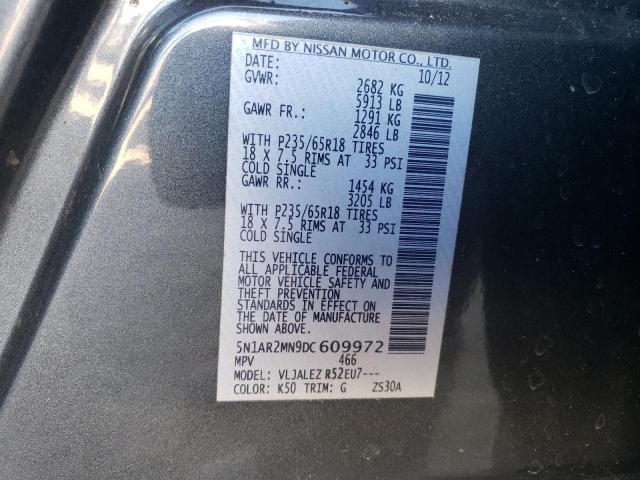 5N1AR2MN9DC609972 - 2013 NISSAN PATHFINDER S 石墨色 照片 13