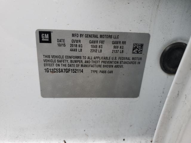 1G11C5SA7GF152114 - 2016 CHEVROLET MALIBU LIM LT 白色 照片 12