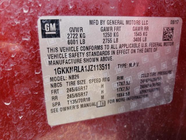 1GKKNRLA1JZ113511 - 2018 GMC ACADIA SLE BURGUNDY photo 14