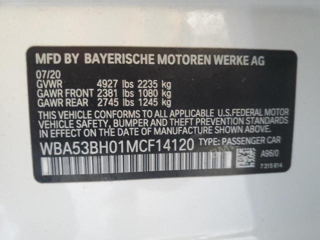 WBA53BH01MCF14120 - 2021 BMW 530 I WHITE photo 12