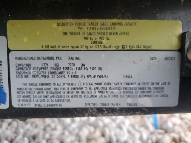 4T9AC1516NH049174 - 2022 TRL TRAILER WHITE photo 10