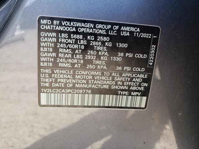 1V2LC2CA3PC209776 - 2023 VOLKSWAGEN ATLAS CROS SE Сірий фото 13