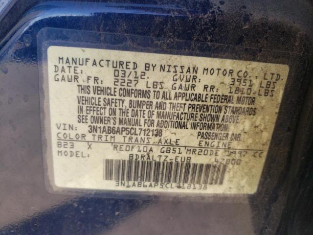 3N1AB6AP5CL712138 - 2012 NISSAN SENTRA 2.0 BLUE photo 12