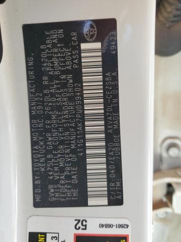 4T1G11AK7PU099402 - 2023 TOYOTA CAMRY SE NIGHT SHADE WHITE photo 12