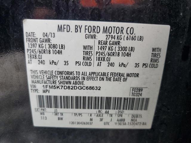 1FM5K7D82DGC68632 - 2013 FORD EXPLORER XLT BLACK photo 14