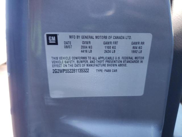 2G2WP552281135322 - 2008 PONTIAC GRAND PRIX GRAY photo 12