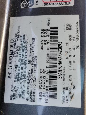 3FAHP0HA9AR423095 - 2010 FORD FUSION SE GRAY photo 12