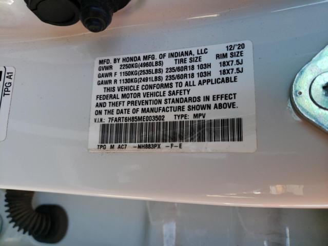 7FART6H85ME003502 - 2021 HONDA CR-V EXL WHITE photo 13