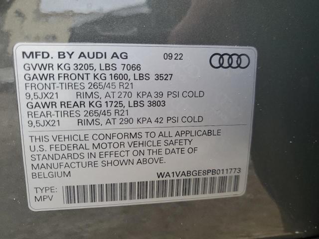 WA1VABGE8PB011773 - 2023 AUDI E-TRON CHRONOS GRAY photo 13