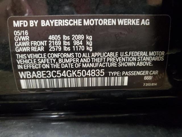 WBA8E3C54GK504835 - 2016 BMW 328 XI SULEV BLACK photo 12