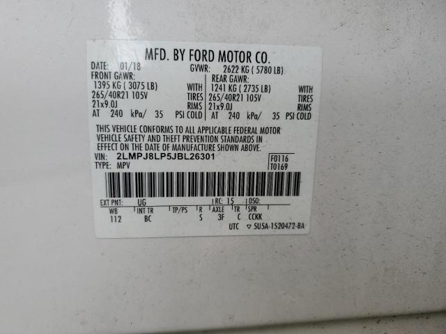 2LMPJ8LP5JBL26301 - 2018 LINCOLN MKX RESERVE Սպիտակ լուսանկար 14