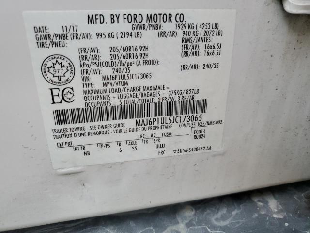 MAJ6P1UL5JC173065 - 2018 FORD ECOSPORT SE WHITE photo 13