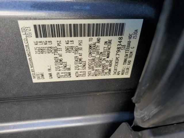 5N1BT3CB1PC798348 - 2023 NISSAN ROGUE SL GRAY photo 13