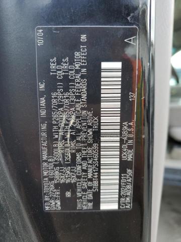 5TBBT44175S460599 - 2005 TOYOTA TUNDRA ACCESS CAB SR5 BLACK photo 12