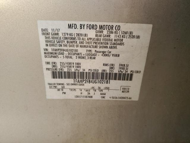 1FAHP2F84JG102181 - 2018 FORD TAURUS LIMITED SILVER photo 12