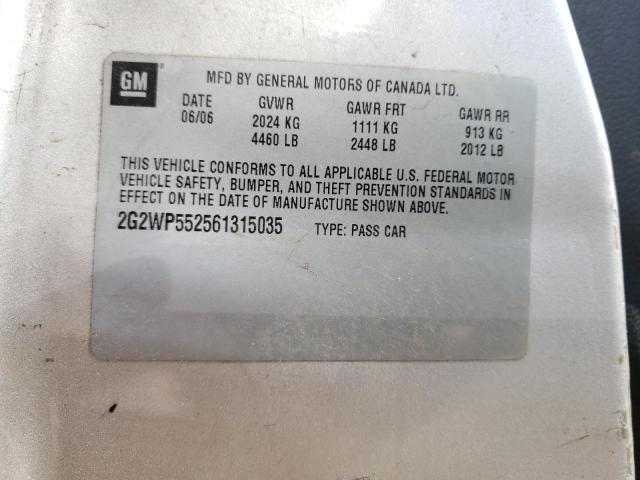 2G2WP552561315035 - 2006 PONTIAC GRAND PRIX 银色 照片 12