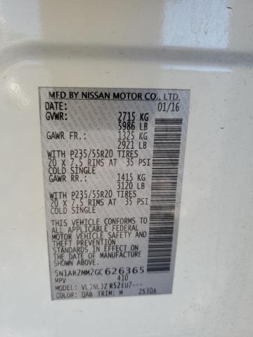 5N1AR2MM2GC626365 - 2016 NISSAN PATHFINDER S WHITE photo 13