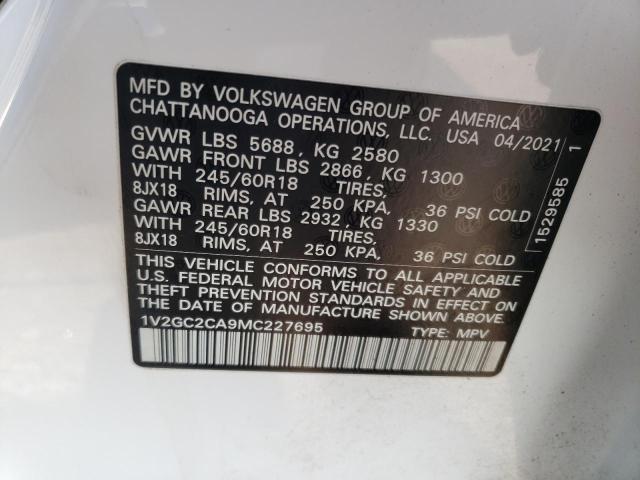 1V2GC2CA9MC227695 - 2021 VOLKSWAGEN ATLAS CROS S WHITE photo 14