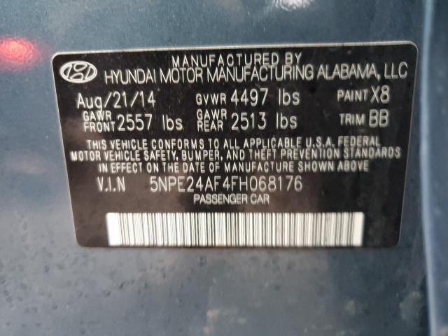 5NPE24AF4FH068176 - 2015 HYUNDAI SONATA SE BLUE photo 12