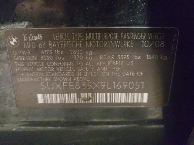 5UXFE835X9L169051 - 2009 BMW X5 XDRIVE48I BLACK photo 12